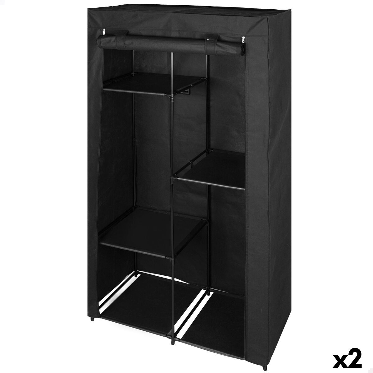 Armadio guardaroba Max Home Nero 88 X 167 X 45 CM 2 Unità