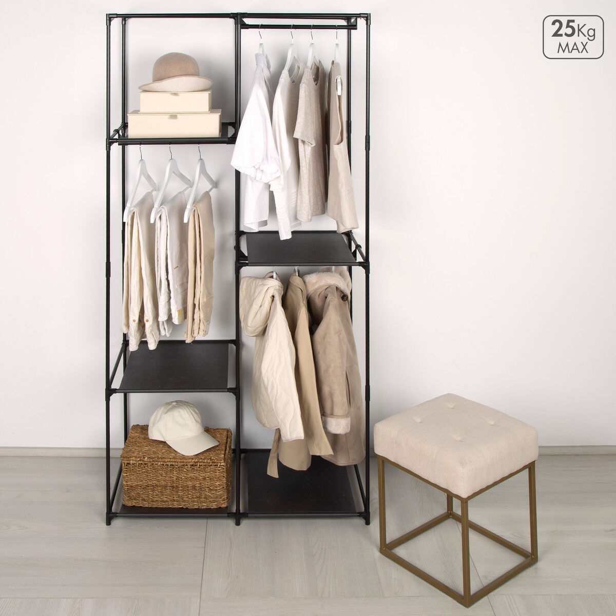 Armadio guardaroba Max Home Nero 88 X 167 X 45 CM 2 Unità - Image 3