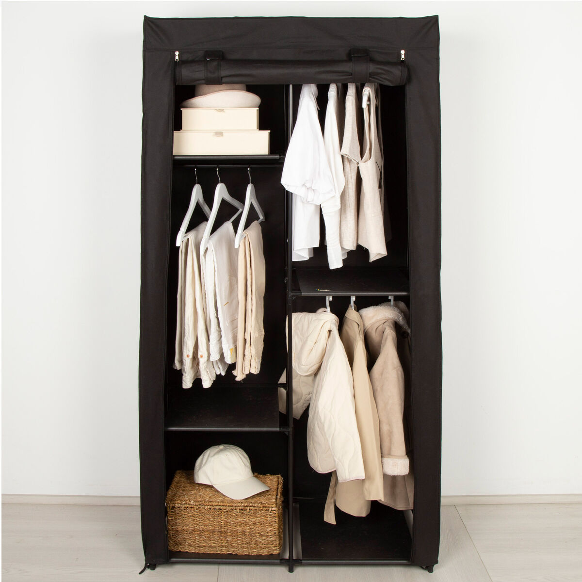 Armadio guardaroba Max Home Nero 88 X 167 X 45 CM 2 Unità - Image 6