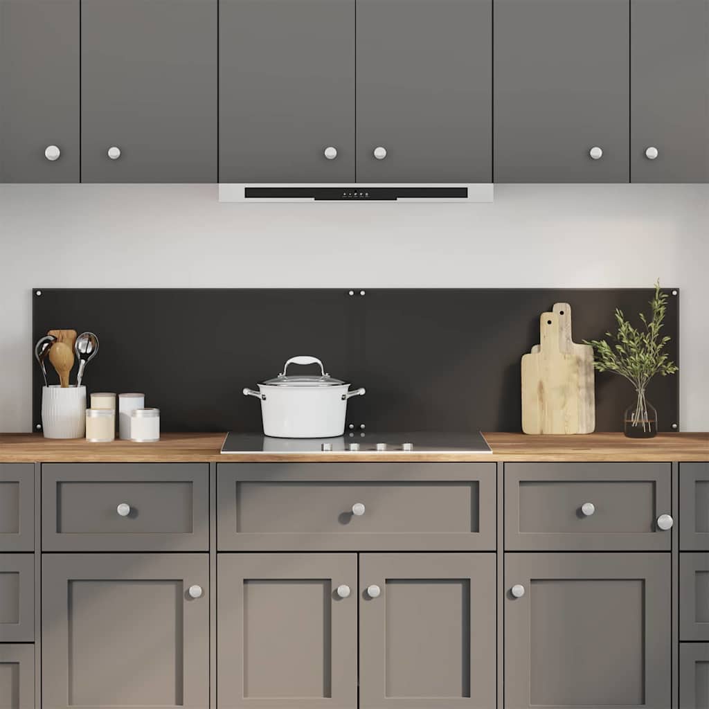 vidaXL Küchenrückwand 2 pcs Schwarz 90 x 40 cm Gehärtetes Glas