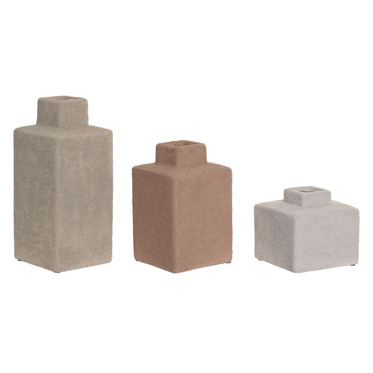 Set di 3 Vasi Home ESPRIT Multicolore Gres 10 X 10 X 22,5 CM (3 Pezzi)