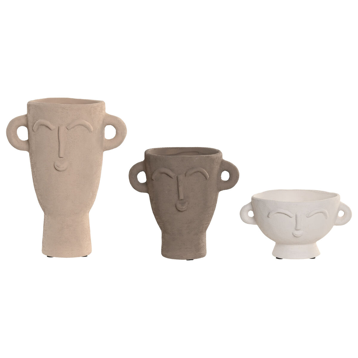 Set di 3 Vasi Home ESPRIT Multicolore Gres Viso 17 x 11 x 22 cm (3 Pezzi)