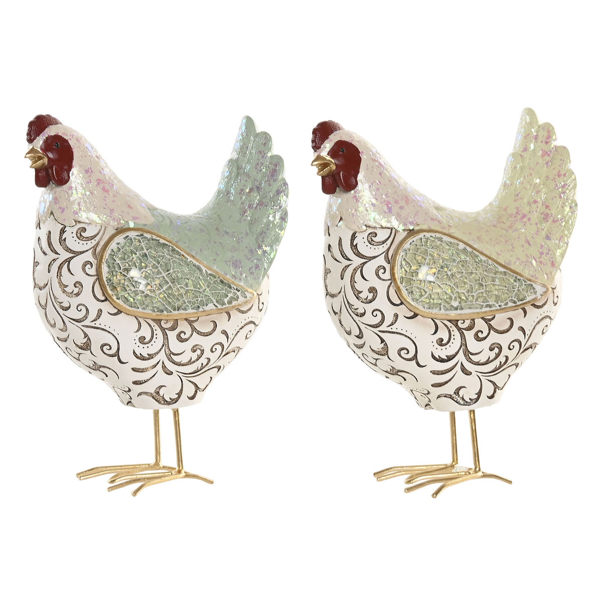 Statua Decorativa Home ESPRIT Verde Gallina (2 Unità)