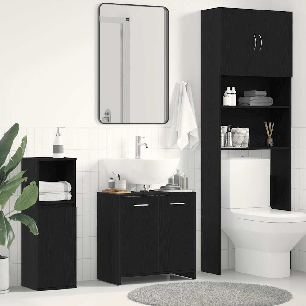vidaXL Armoire lavabo de salle de bain chêne noir 60x33x60 cm