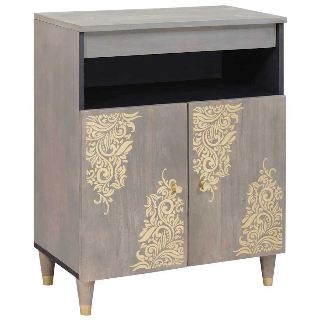vidaXL Aparador Gris y dorado 60 x 33 x 75 cm Madera de mango maciza