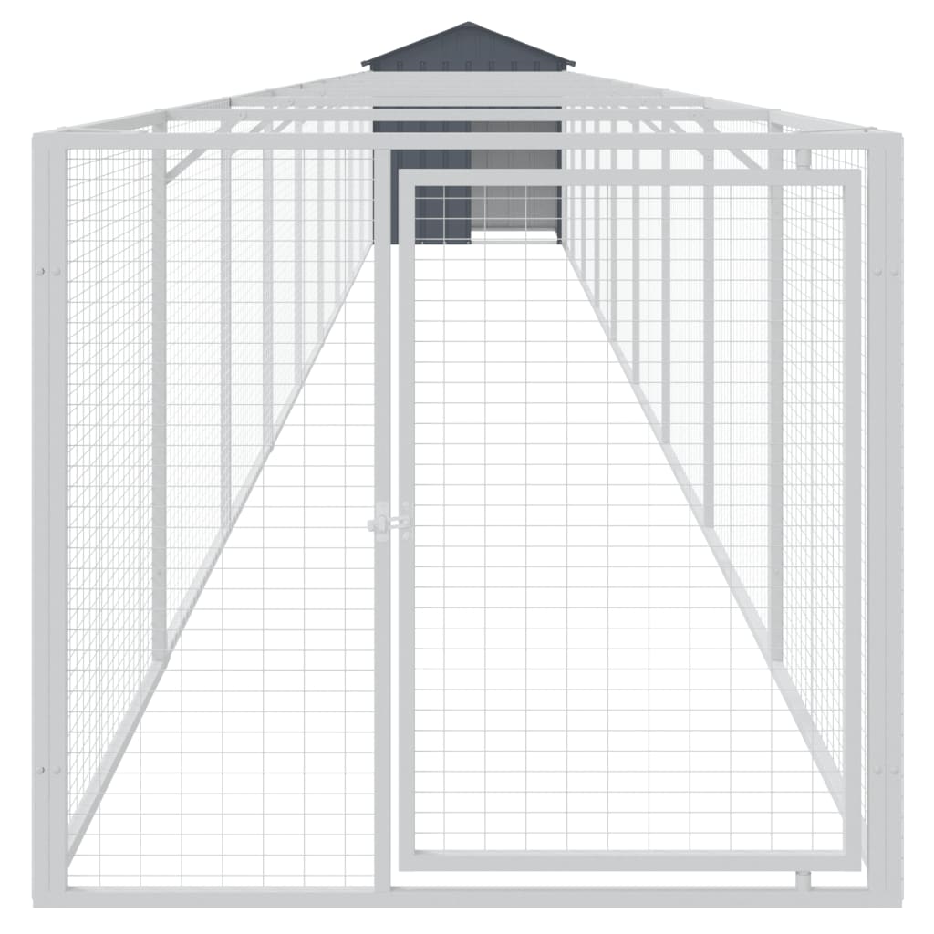 vidaXL Hundehütte mit Dach Anthrazit 117x1017x123 cm Verzinkter Stahl - Image 3