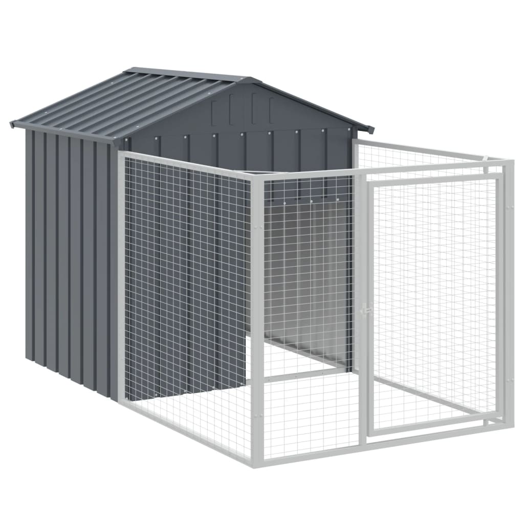 vidaXL Hundehütte mit Dach Anthrazit 117x1017x123 cm Verzinkter Stahl - Image 6