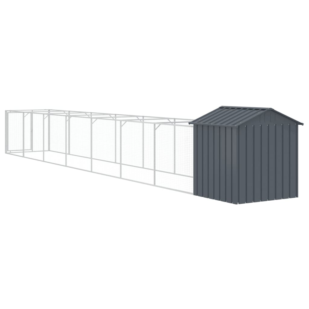 vidaXL Hundehütte mit Dach Anthrazit 117x813x123 cm Verzinkter Stahl - Image 5