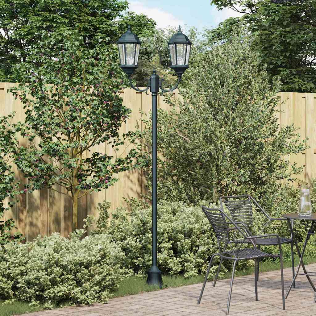 vidaXL Gartenlichtmast Dunkelgrün Aluminium und Glas