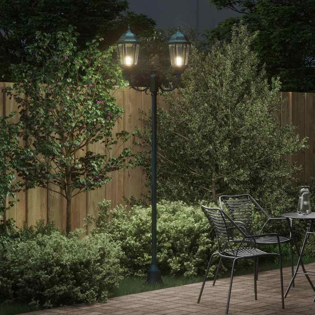 vidaXL Gartenlichtmast Dunkelgrün Aluminium und Glas - Image 3