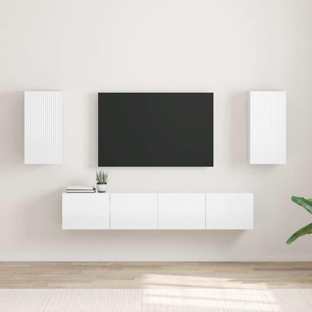 vidaXL Meuble TV mural 2 pcs Blanc Brillant 30 x 31 x 60 cm
