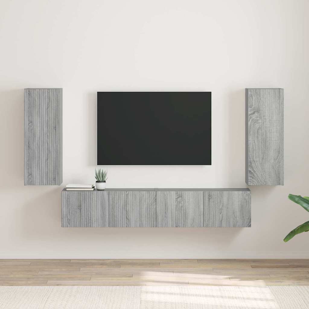 vidaXL Meuble TV mural Montage mural 2 pcs Gris Sonoma 30 x 31 x 80 cm