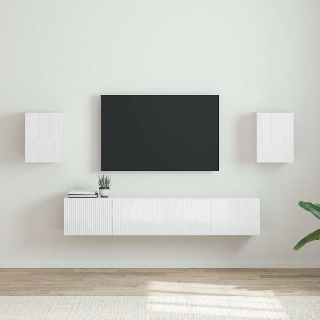 vidaXL Meuble TV mural 2 pcs Blanc Brillant 30 x 31 x 40 cm