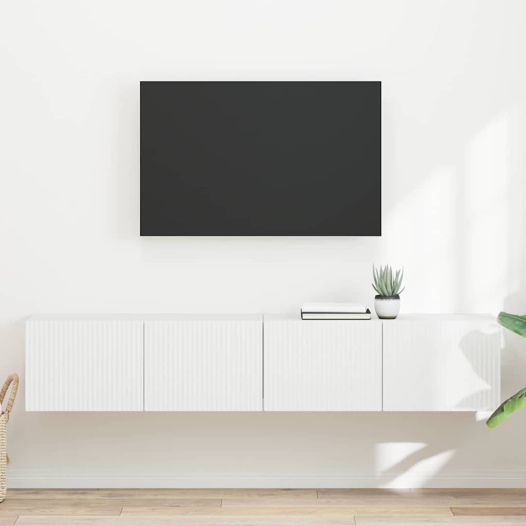 vidaXL Meuble TV mural 2 pcs Blanc 60 x 31 x 29.5 cm Bois d'ingénierie