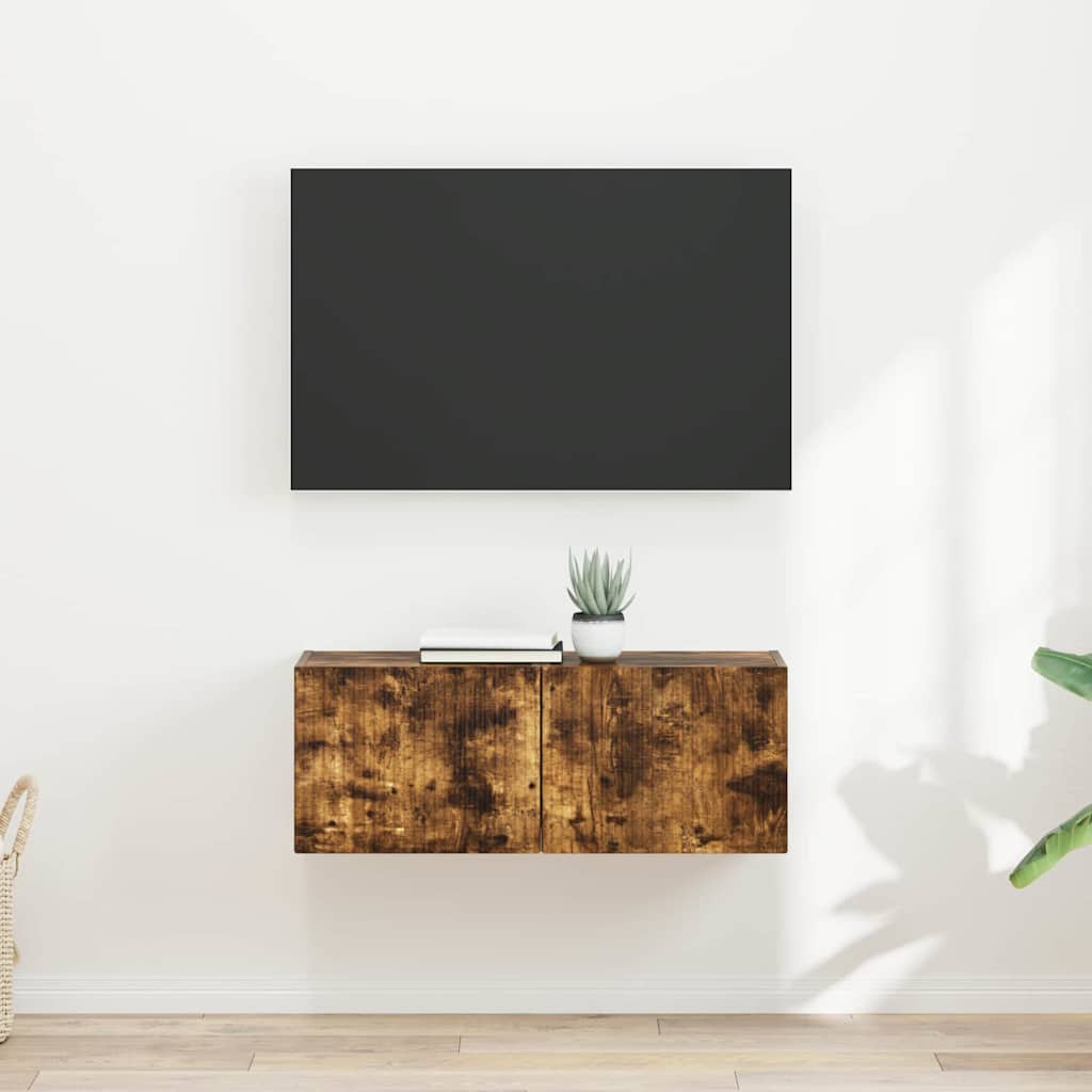 vidaXL Meuble TV mural 2 pcs Chêne fumé 60 x 31 x 29.5 cm