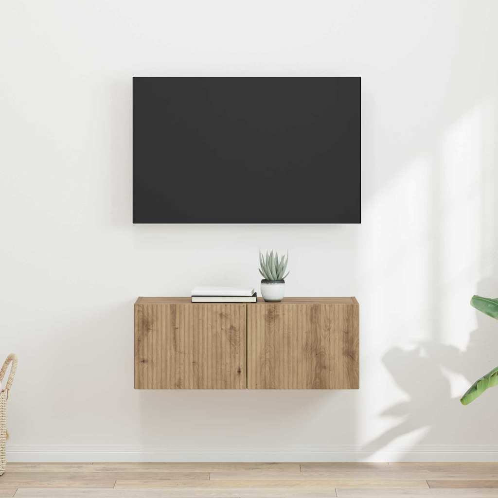 vidaXL Meuble TV mural 2 pcs Chêne artisan 60 x 31 x 29.5 cm