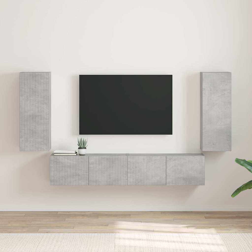 vidaXL Meuble TV mural 2 pcs Béton 30 x 31 x 80 cm Bois d'ingénierie