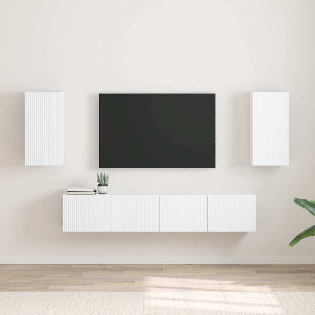 vidaXL Meuble TV mural 2 pcs Blanc 30 x 31 x 60 cm Bois d'ingénierie