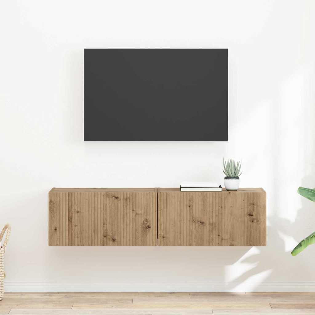 vidaXL Meuble TV mural 2 pcs Chêne artisan 60 x 31 x 29.5 cm