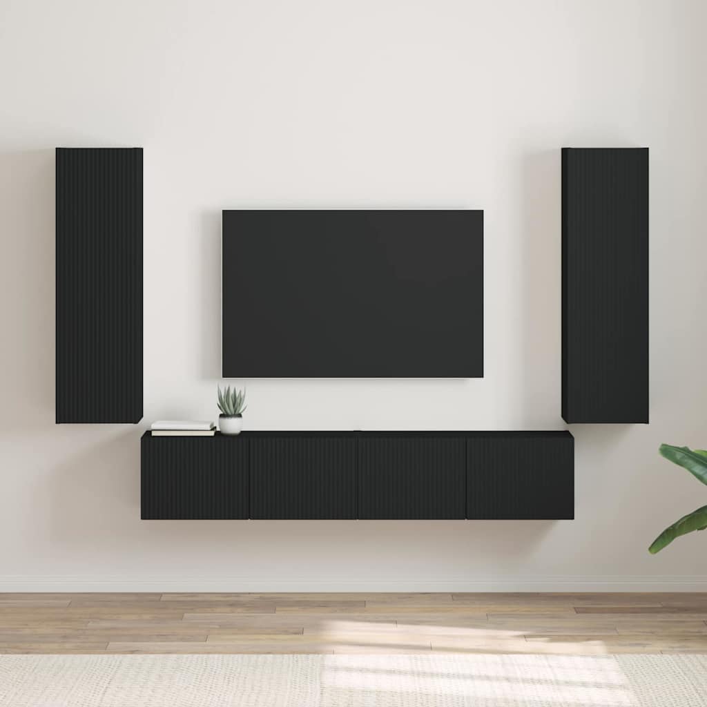 vidaXL Meuble TV mural 2 pcs Noir 30 x 31 x 100 cm Bois d'ingénierie