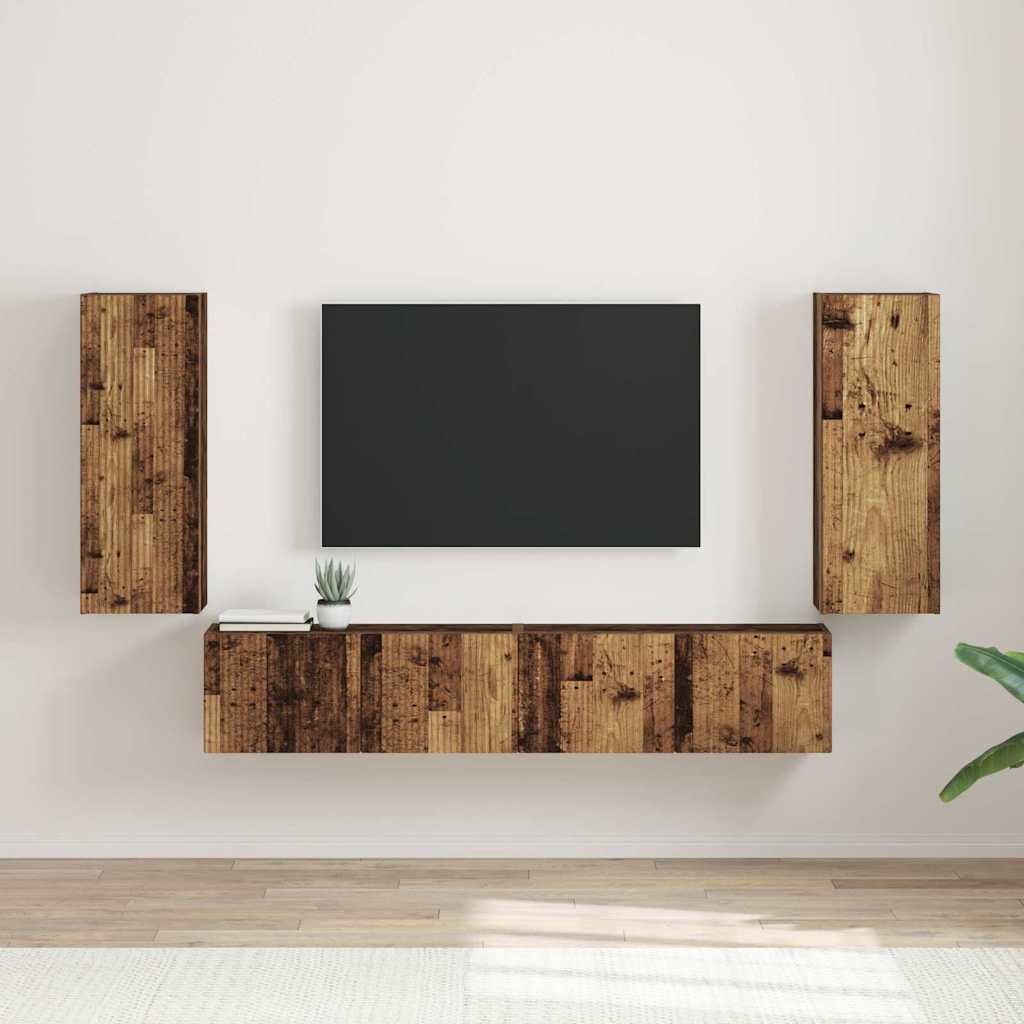 vidaXL Meuble TV mural Montage mural 2 pcs Bois Ancien 30 x 31 x 80 cm