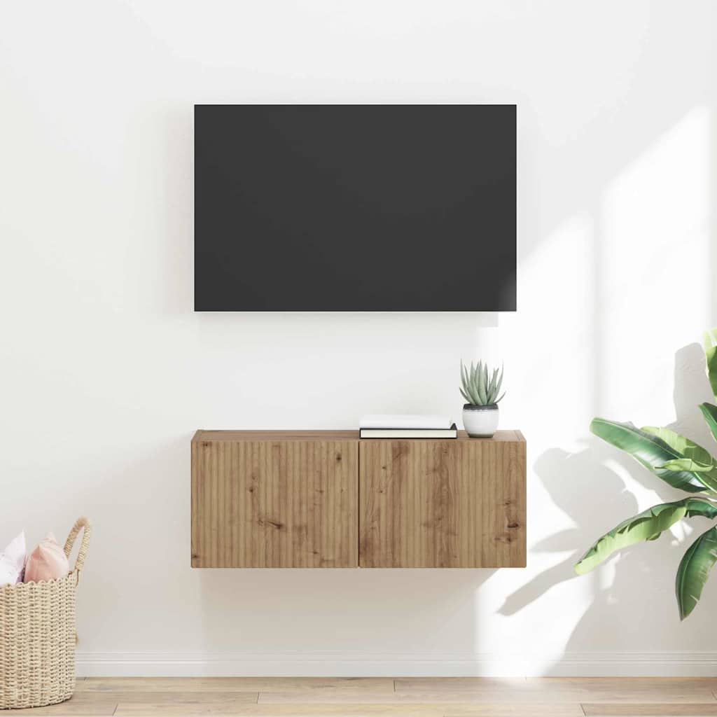vidaXL Meuble TV mural Montage mural Chêne artisan 60 x 31 x 29.5 cm