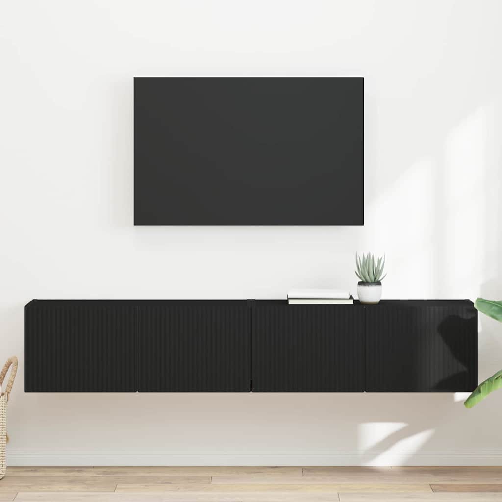 vidaXL Meuble TV mural 2 pcs Noir 60 x 31 x 29.5 cm Bois d'ingénierie