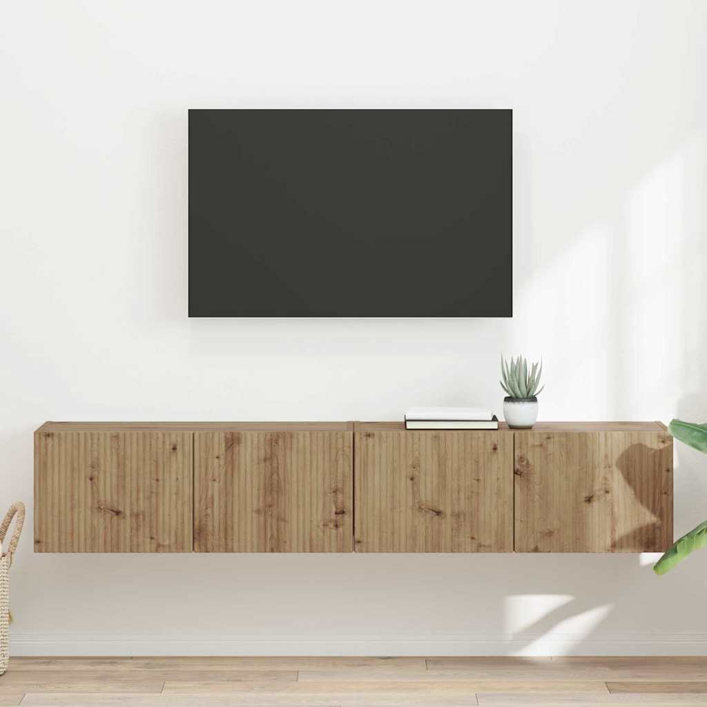 vidaXL Meuble TV mural 2 pcs Chêne artisan 60 x 31 x 29.5 cm
