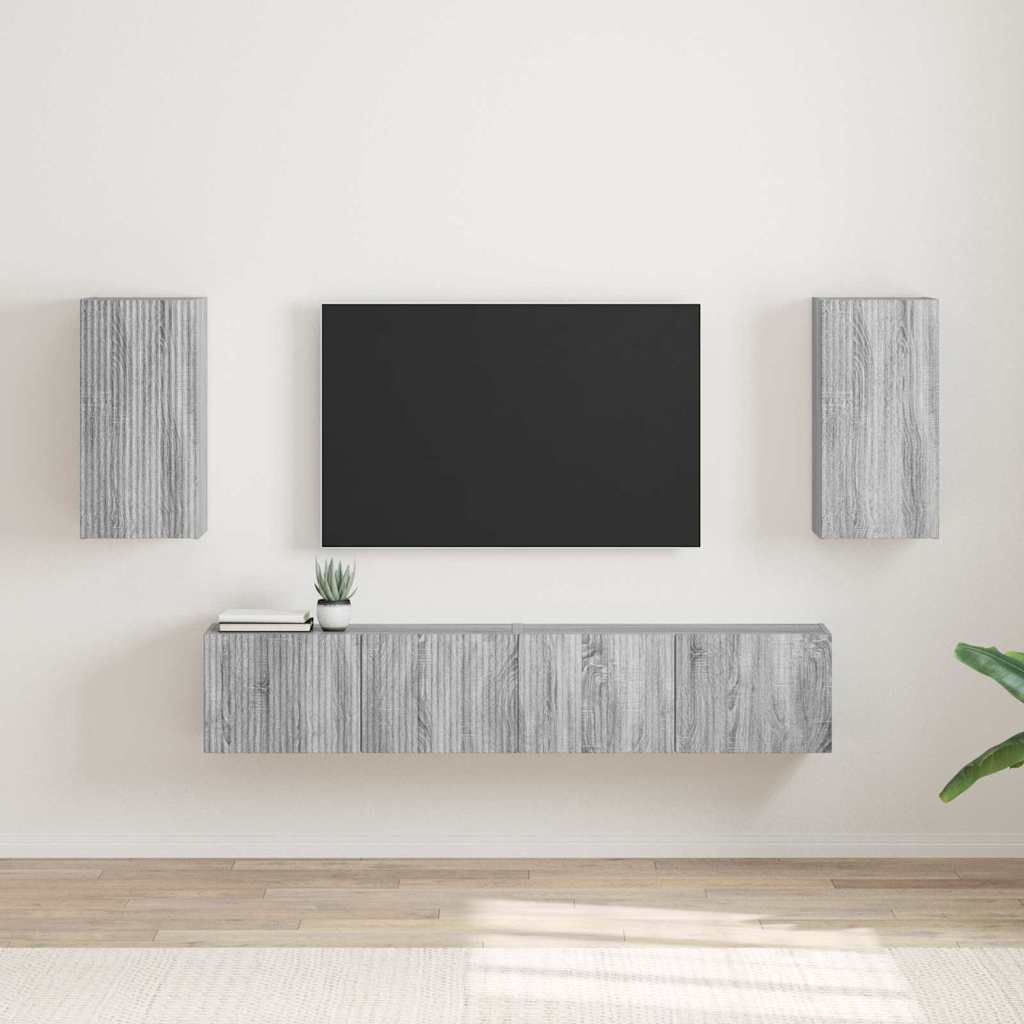 vidaXL Meuble TV mural Montage mural 2 pcs Gris Sonoma 30 x 31 x 60 cm