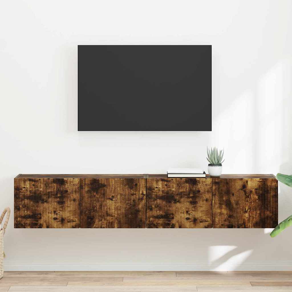 vidaXL Meuble TV mural 2 pcs Chêne fumé 60 x 31 x 29.5 cm