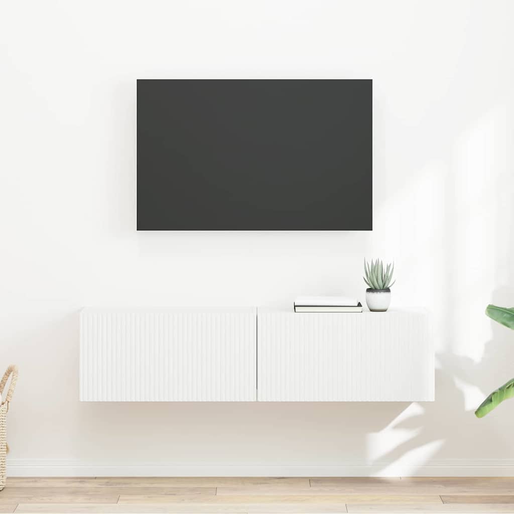 vidaXL Meuble TV mural 2 pcs Blanc 60 x 31 x 29.5 cm Bois d'ingénierie