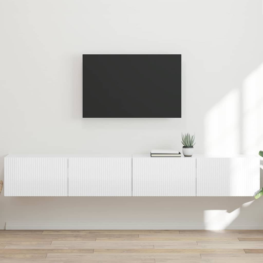 vidaXL Meuble TV mural 2 pcs Blanc Brillant 60 x 31 x 29.5 cm