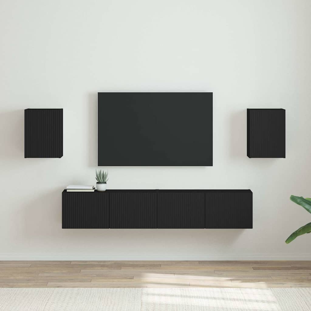 vidaXL Meuble TV mural 2 pcs Noir 30 x 31 x 40 cm Bois d'ingénierie