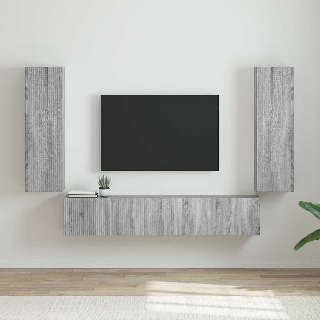 vidaXL Meuble TV mural 2 pcs Gris Sonoma 30 x 31 x 100 cm
