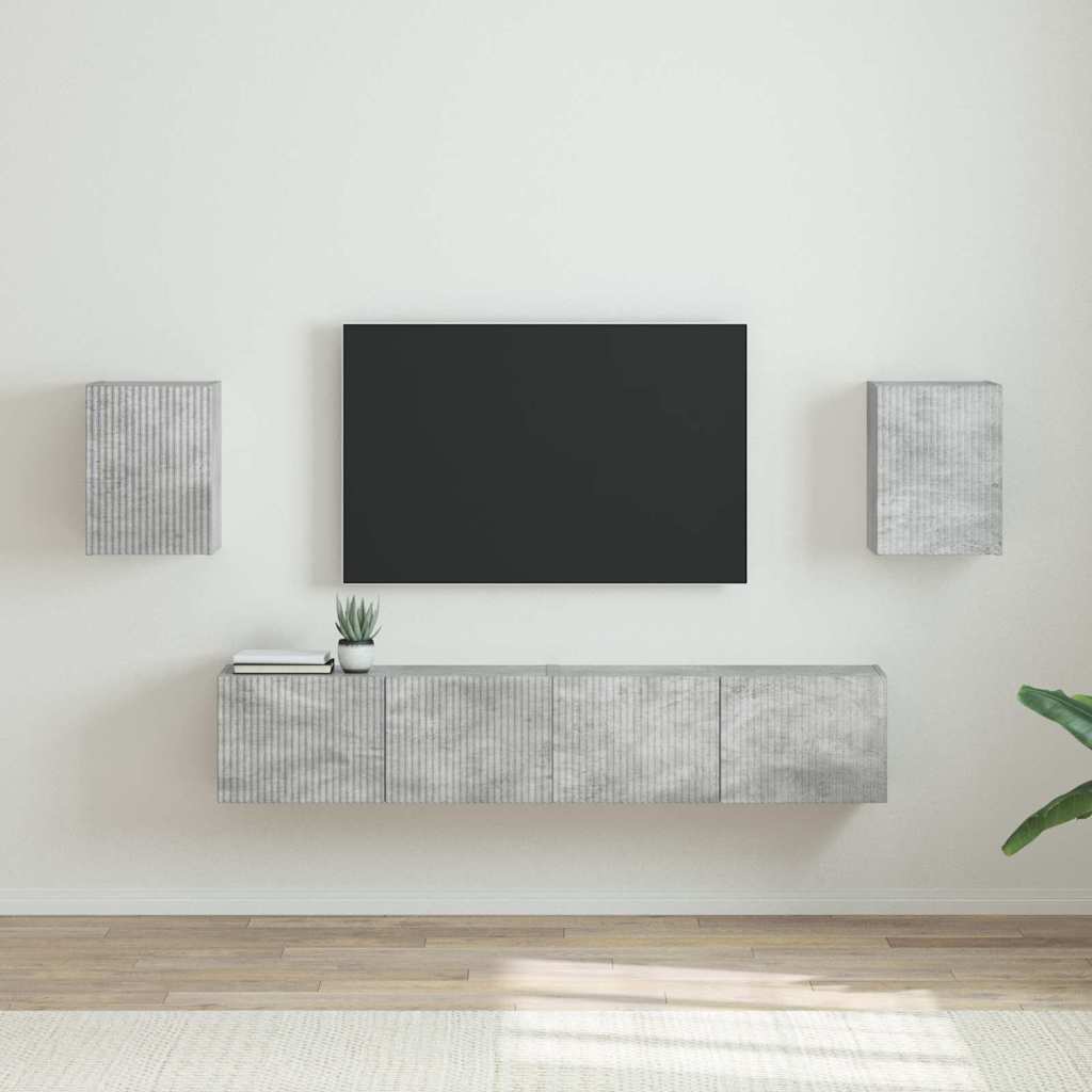 vidaXL Meuble TV mural 2 pcs Béton 30 x 31 x 40 cm Bois d'ingénierie