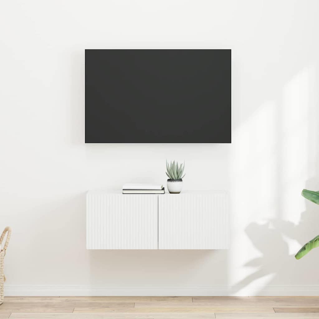 vidaXL Meuble TV mural 2 pcs Blanc 60 x 31 x 29.5 cm Bois d'ingénierie
