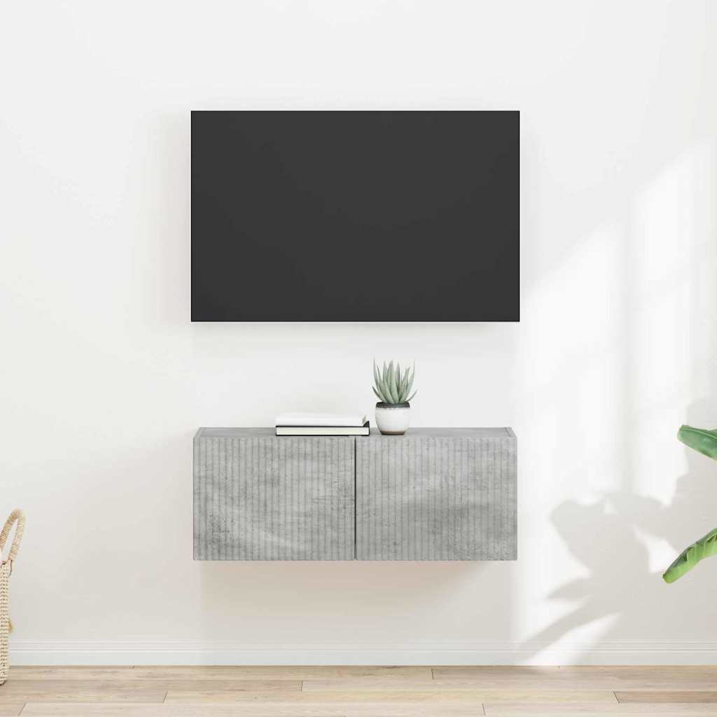 vidaXL Meuble TV mural 2 pcs Béton 60 x 31 x 29.5 cm Bois d'ingénierie