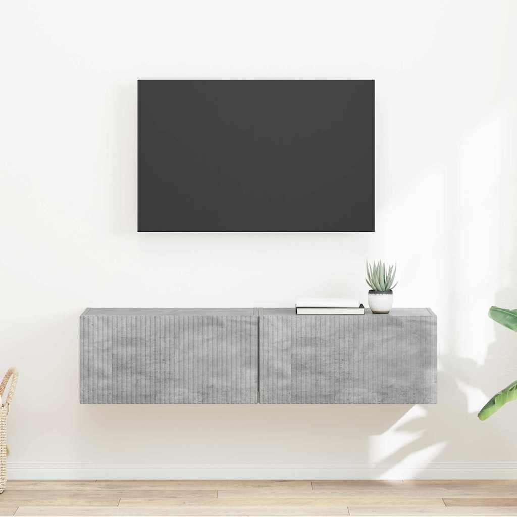 vidaXL Meuble TV mural 2 pcs Béton 60 x 31 x 29.5 cm Bois d'ingénierie
