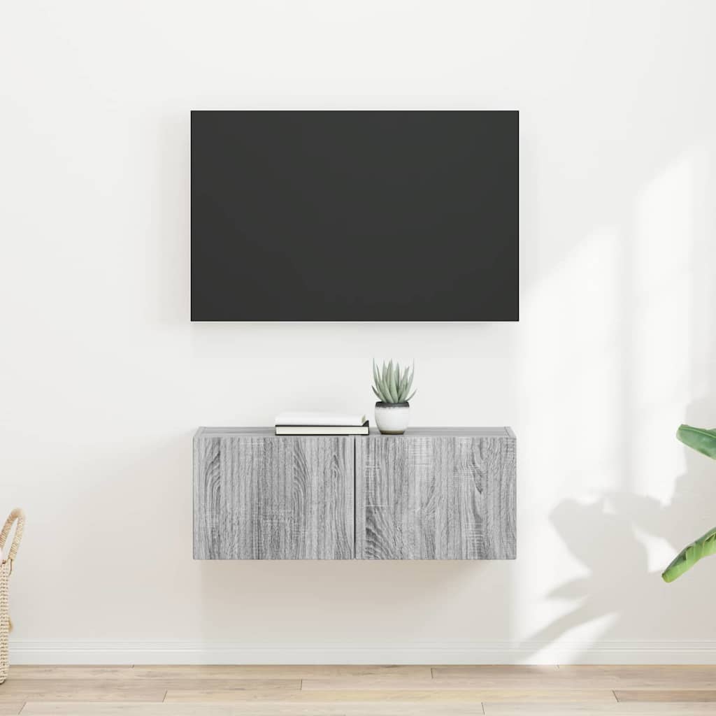 vidaXL Meuble TV mural 2 pcs Gris Sonoma 60 x 31 x 29.5 cm