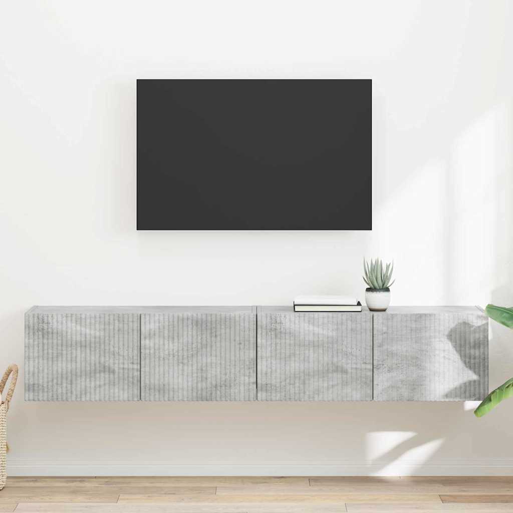 vidaXL Meuble TV mural 2 pcs Béton 60 x 31 x 29.5 cm Bois d'ingénierie