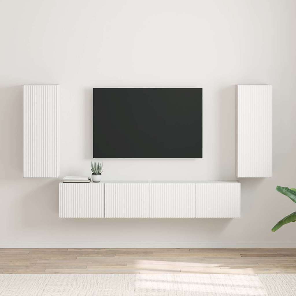 vidaXL Meuble TV mural 2 pcs Blanc 30 x 31 x 80 cm Bois d'ingénierie