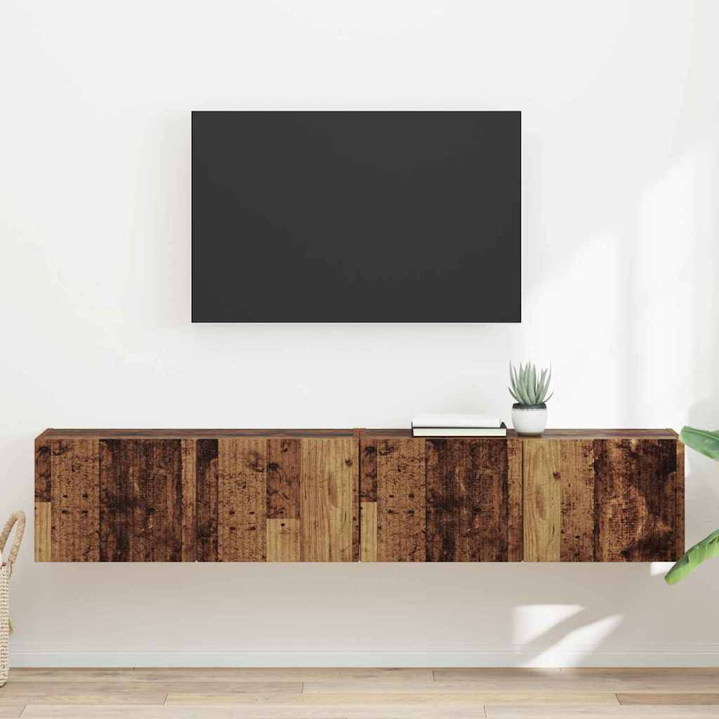 vidaXL Meuble TV mural 2 pcs Bois Ancien 60 x 31 x 29.5 cm