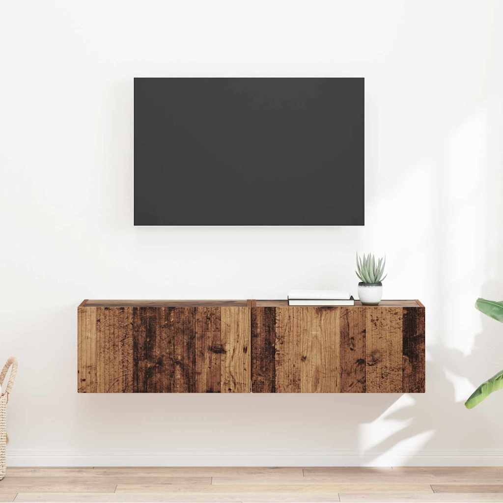 vidaXL Meuble TV mural 2 pcs Bois Ancien 60 x 31 x 29.5 cm