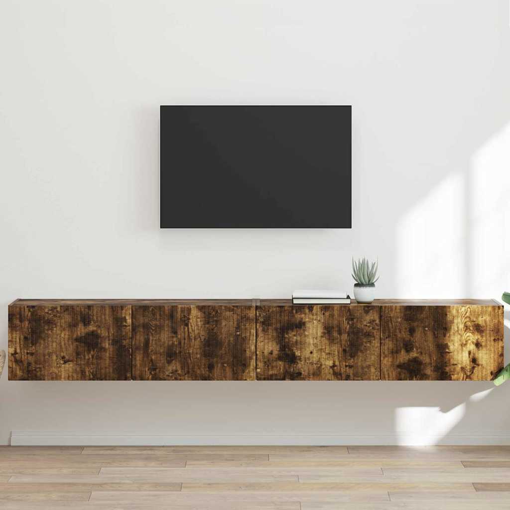 vidaXL Meuble TV mural 2 pcs Chêne fumé 60 x 31 x 29.5 cm