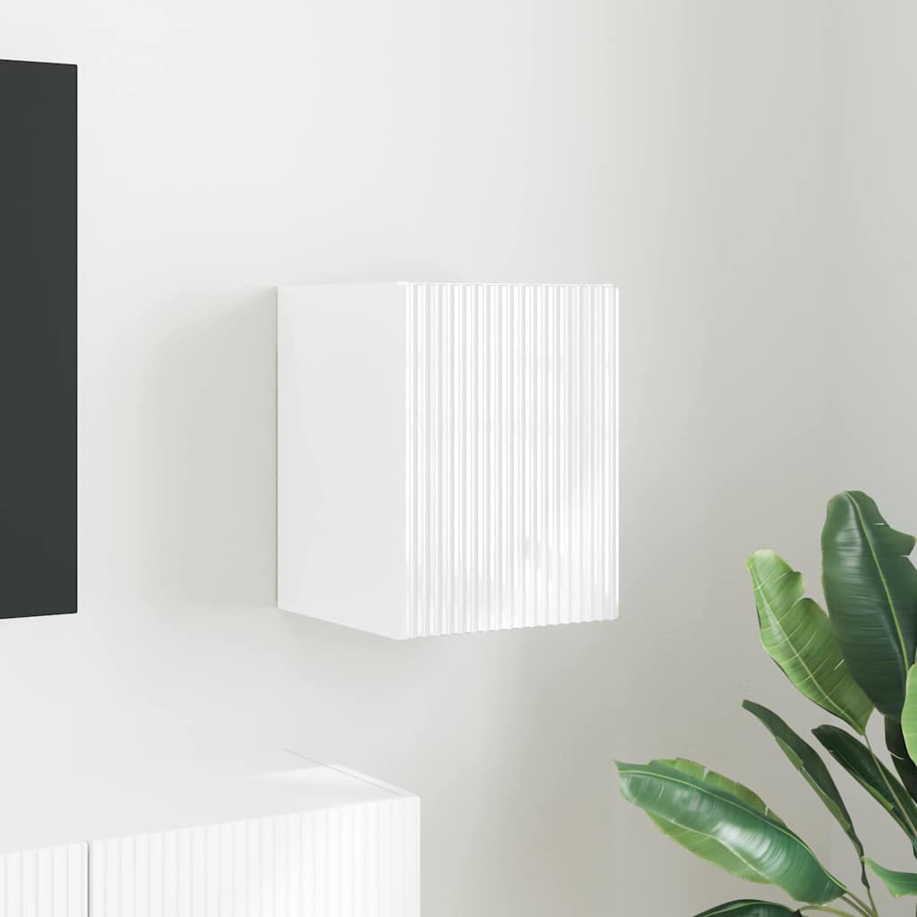 vidaXL Meuble TV mural Montage mural Blanc Brillant 30 x 31 x 40 cm