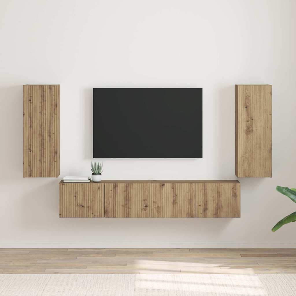 vidaXL Meuble TV mural 2 pcs Chêne artisan 30 x 31 x 80 cm