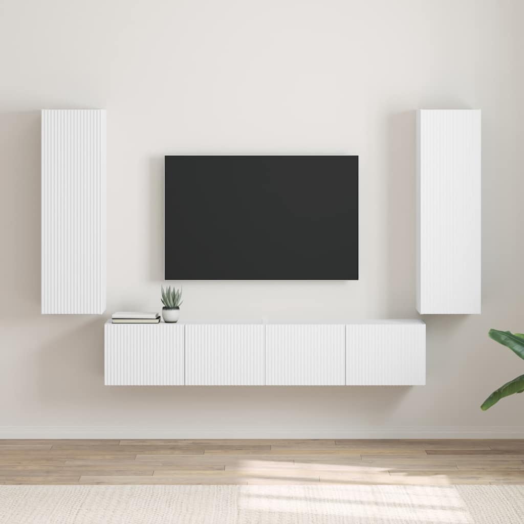 vidaXL Meuble TV mural 2 pcs Blanc 30 x 31 x 100 cm Bois d'ingénierie