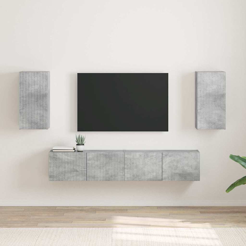 vidaXL Meuble TV mural 2 pcs Béton 30 x 31 x 60 cm Bois d'ingénierie