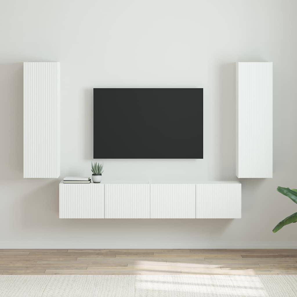 vidaXL Meuble TV mural 2 pcs Blanc Brillant 30 x 31 x 100 cm