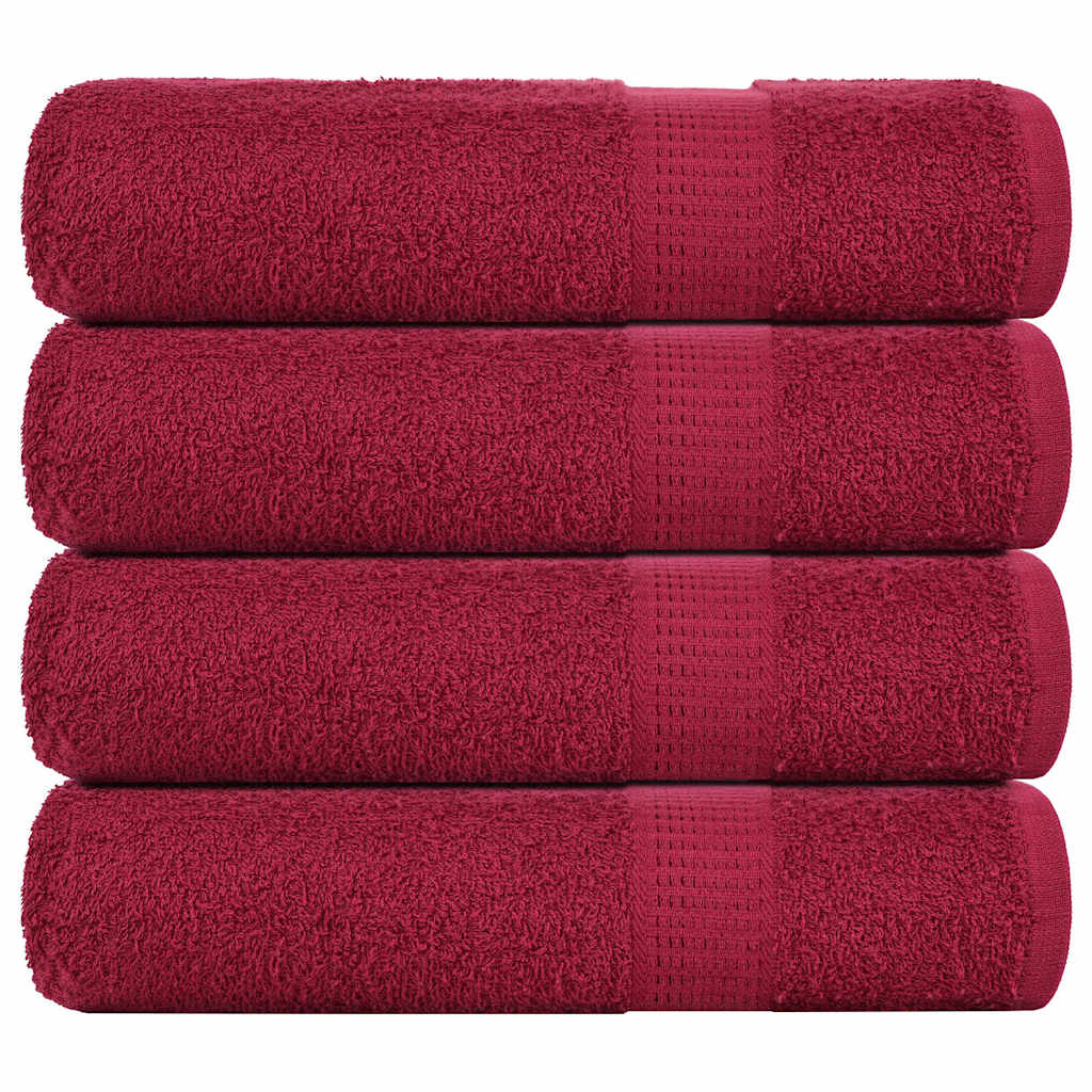 vidaXL Serviettes de douche 4 pcs bordeaux 70x140cm 360g/m² 100% coton